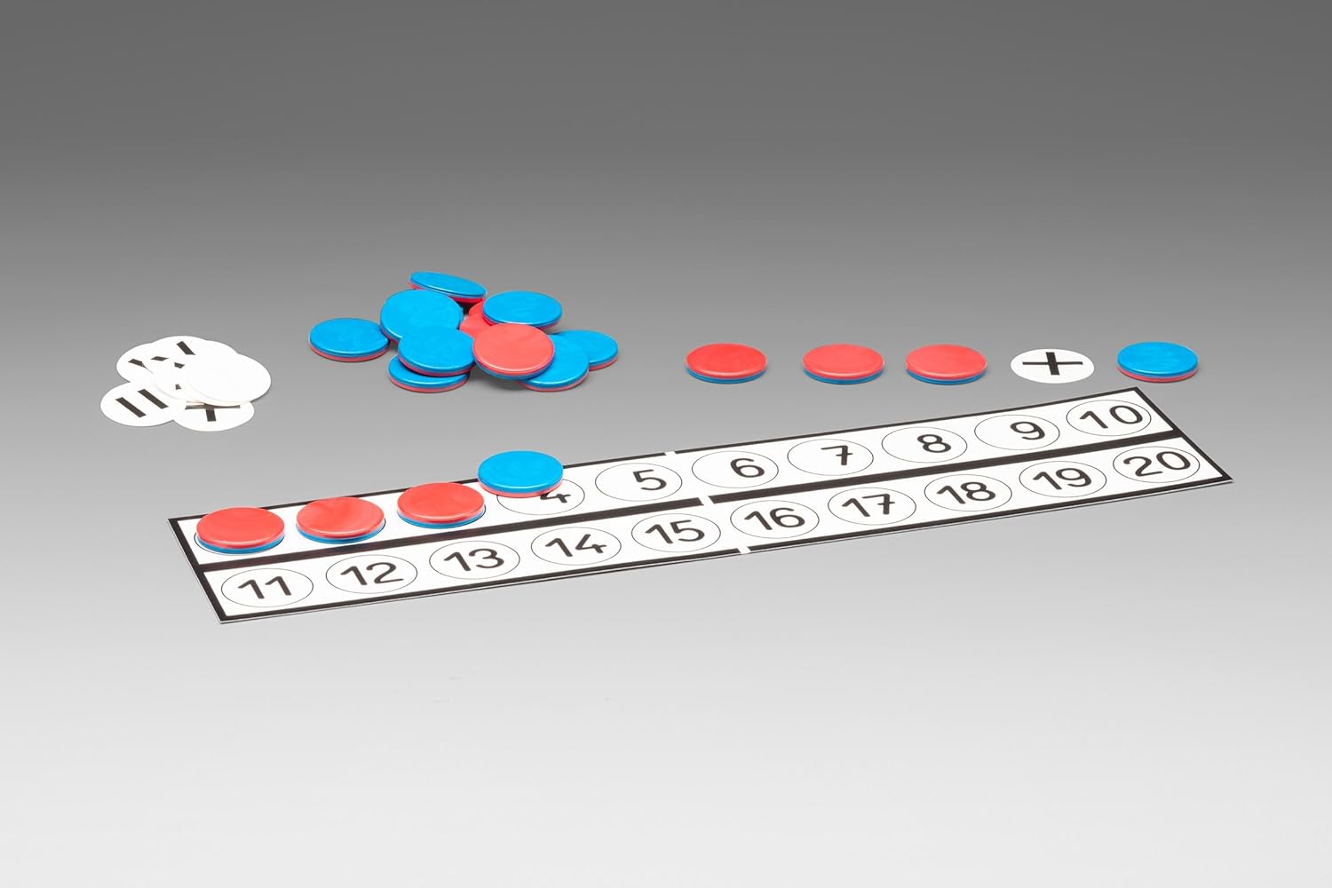 WISSNER® aktiv lernen - Counting table with 22 reversible tokens e 10 arithmetic signs - RE-Plastic®