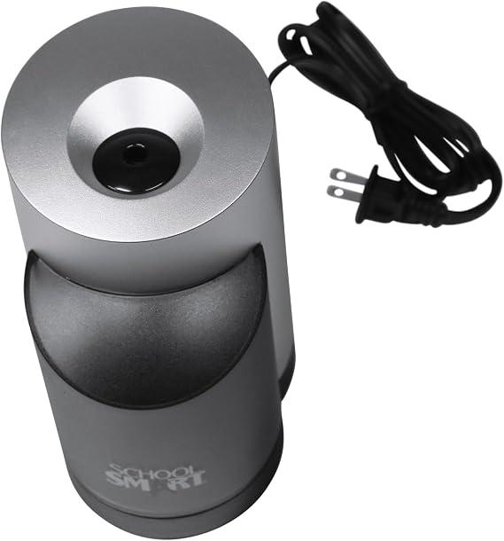 School Smart Vertical Electric Pencil Sharpener, For Classroom, Home, and Office Use, Black and Grey