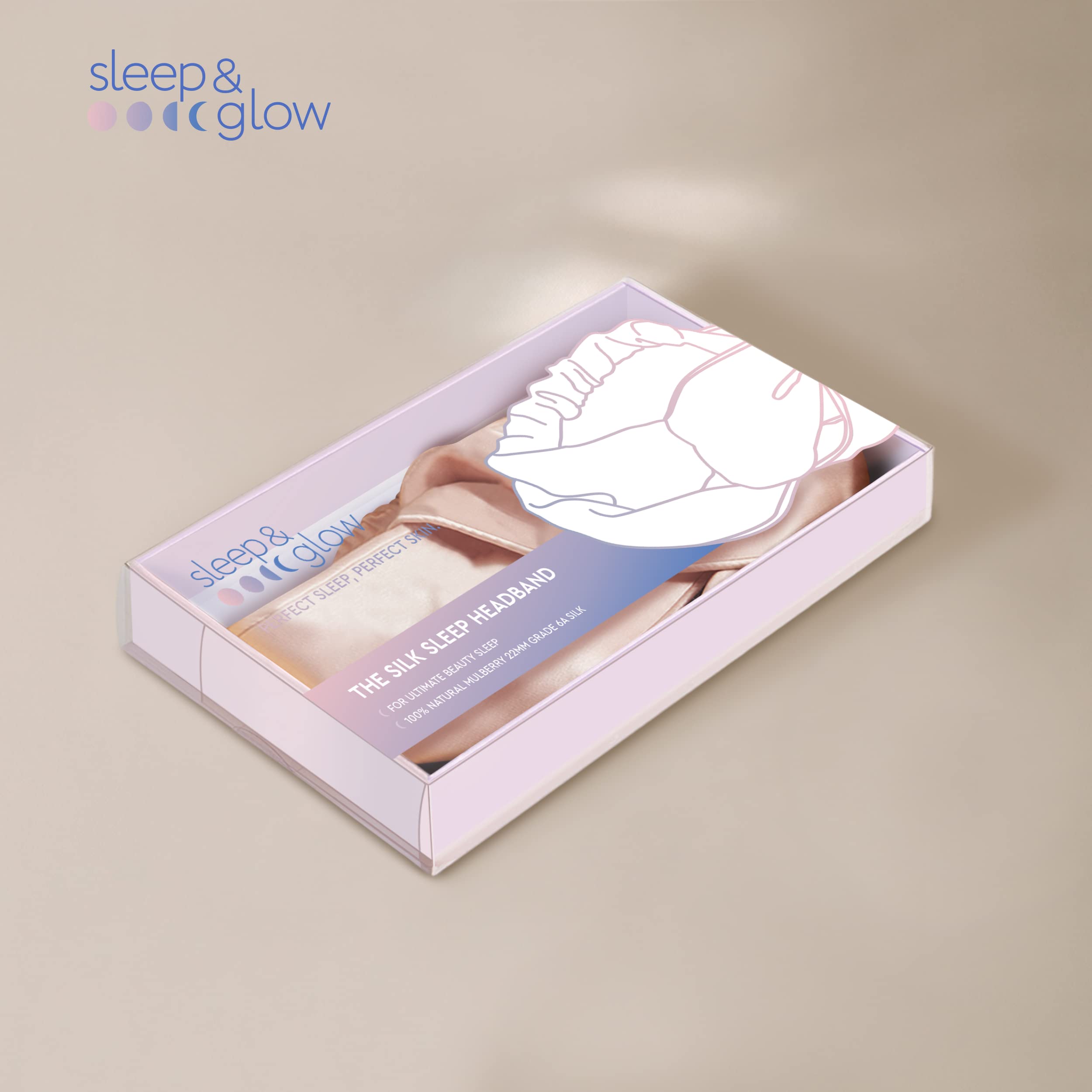 SLEEP & GLOW Bandeau de luxe en soie 100 % mûre 22 mommes - Réglable et durable - Pour cheveux (rose fumée)