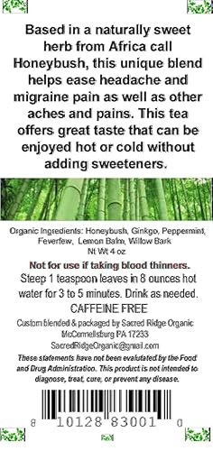 Miniatura 3 de Té para aliviar el dolor de cabeza y la migraña, alivio rápido y potente del dolor, fórmula natural orgánica, estrés, tensión, deshidratación, té de