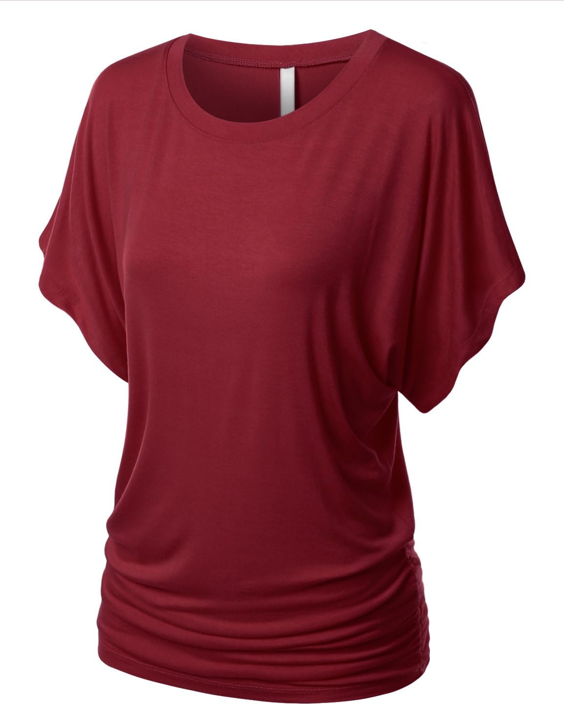 Womens Dolman Sleeve Top Boatneck Drape Shirts Awts055_burgundy Small
