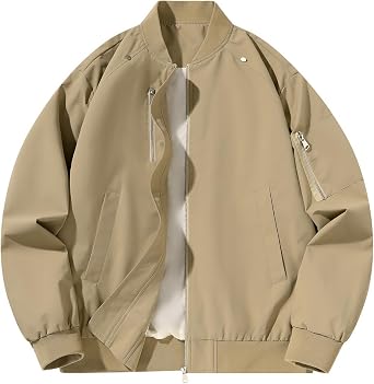 Mens Bomber Jacket Lightweight Casual Fashion Windbreaker Zip Up Coat for Men