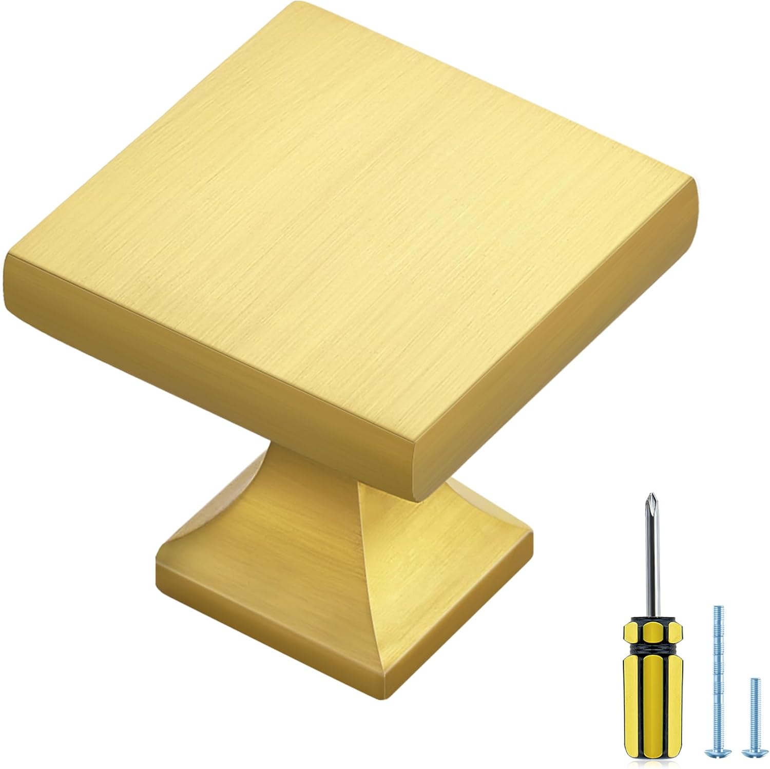 Ravinte 30 Pack Square Brushed Brass knobs Kitchen Hardware