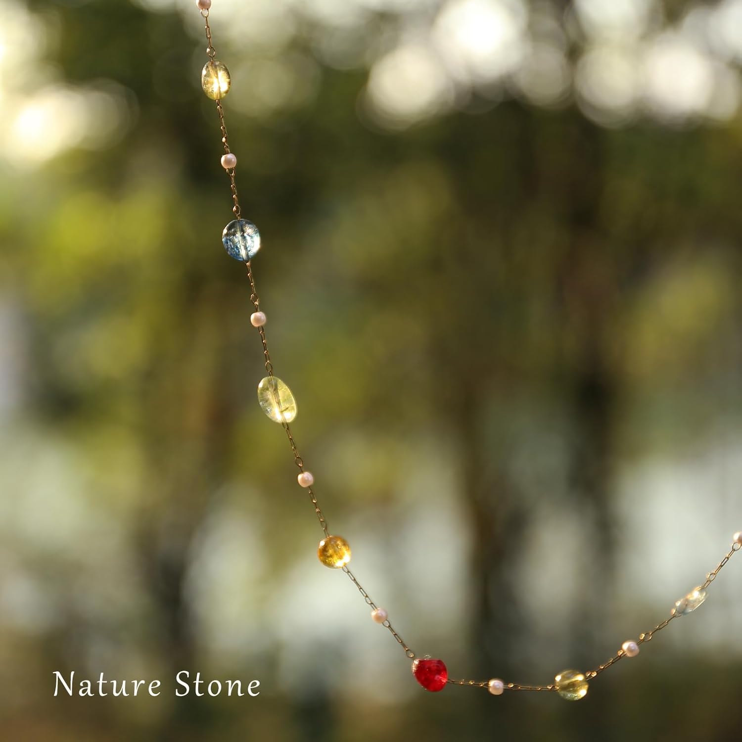 JUN MEIR'S 18K Gold Plated Charm Necklace for Women,Colorful Nature Stone Chain, Birthday Anniversary Jewelry Gifts for Wife, Mom, Best Friend - Image 2