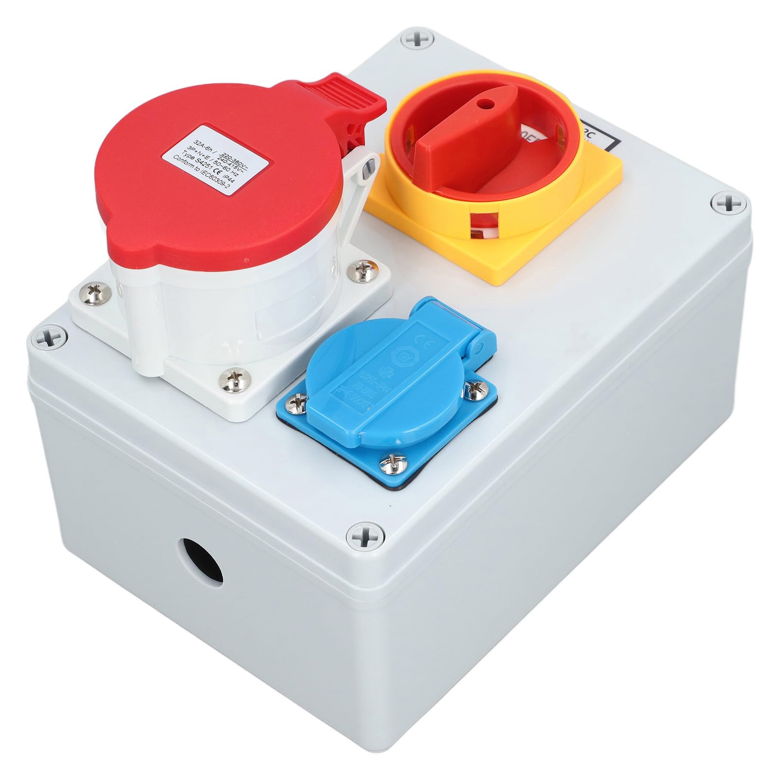 Enchufe Europeo Enchufe Industrial con Interruptor IP44 Caja de Salida Impermeable para Exteriores 250 V 16 A 32 A 5 Pines Compacto Práctico para Varios Lugares de Trabajo en