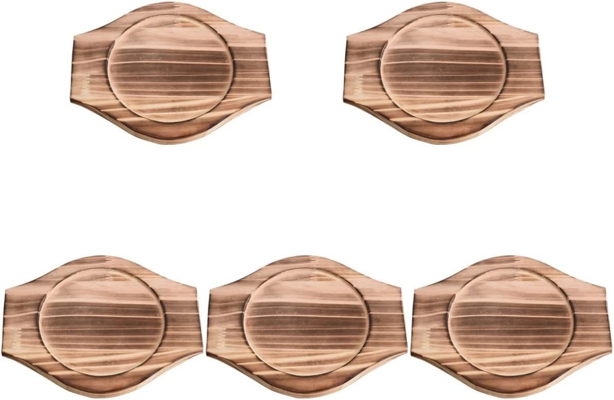 BESTonZON 5 Pieces Wood Trivet for Bowl Wood Base Korean Bowl Trivet underliner for cast Iron Hot Pots and