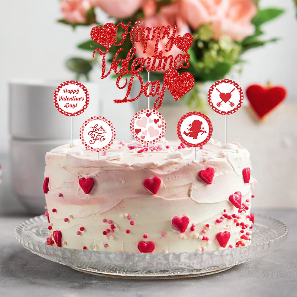 Amazon.co.jp: 21個 ハッピーバレンタインデー カップケーキトッパー