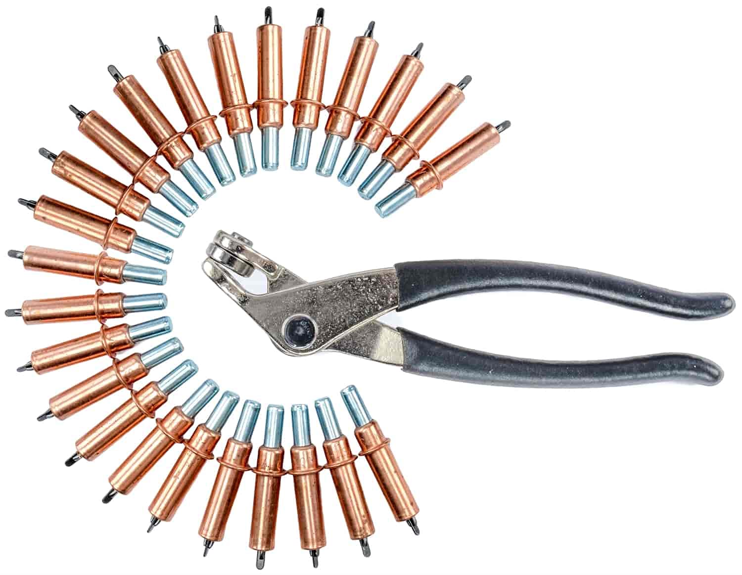 JEGS Cleco Fasteners & Pliers Kit | Required To Insert/Release Cleco Fasteners | Black Easy Grip Handle | Works With Up To 1/4 “ Thick Panels | Includes (24) 1/8