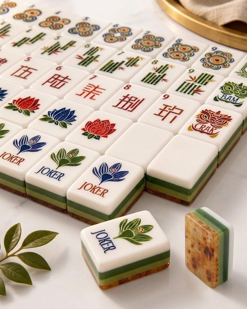 Piastrelle a 4 strati con venature del legno, acrilico, Mahjong americano | Piastrelle mah jongg da 160 pezzi for serate di gioco di viaggio e intrattenimento domestico