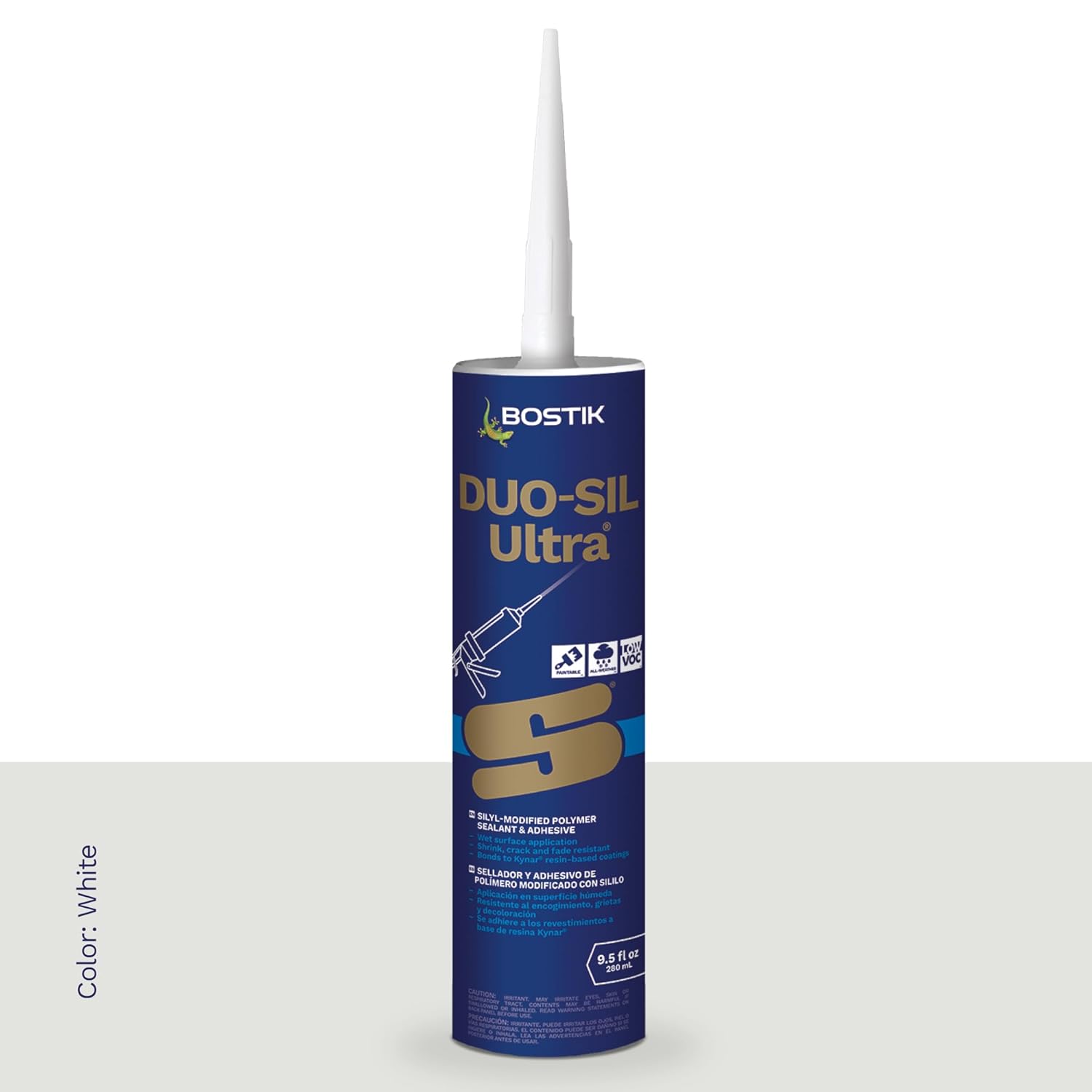 BOSTIK Duo-SIL Ultra White 9.5oz Advanced Hybrid Paintable Door & Window 2-in-1 Sealant & Adhesive | Professional Grade | Universal Internal & External Shrink Crack & Fade Resistant | 1 Cartridge