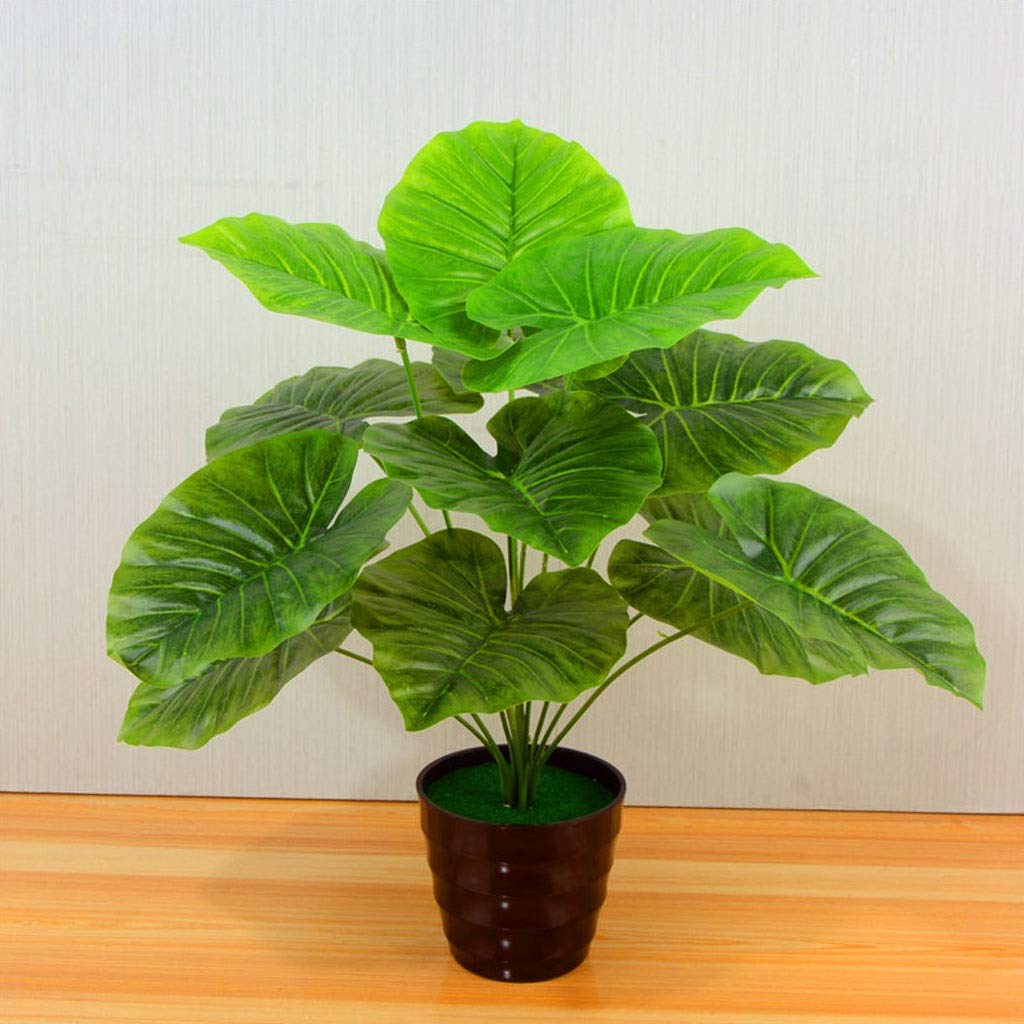 MYBA Kunstbaum 1Bunch 50CM künstlicher Baum-Grün Scindapsus Aureus Blatt for Hochzeitsdekorationen Gefälschte Bonsai-Baum Pflanze Zubehör Kunstpflanze (Color : Black Basin-3)