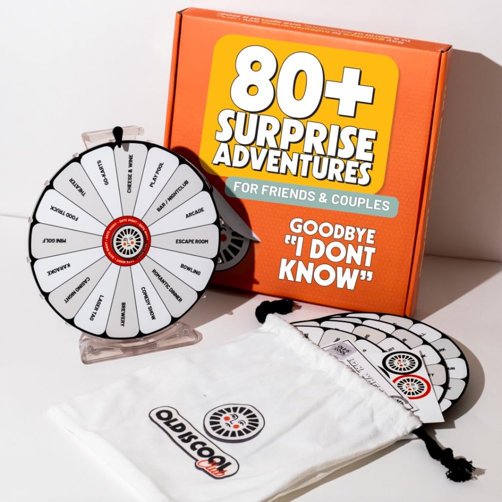 IDK WHEEL - Instant Decision Kit Spinner for Couples & Friends, 80 Instant Ideas for Dates, Dining, Challenges & Destinations, for Anniversaries and