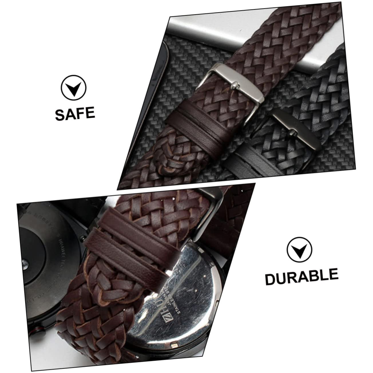 VILLCASE Correa de Reloj de Cuero Tejida Mano para Color Marrón para Actividades