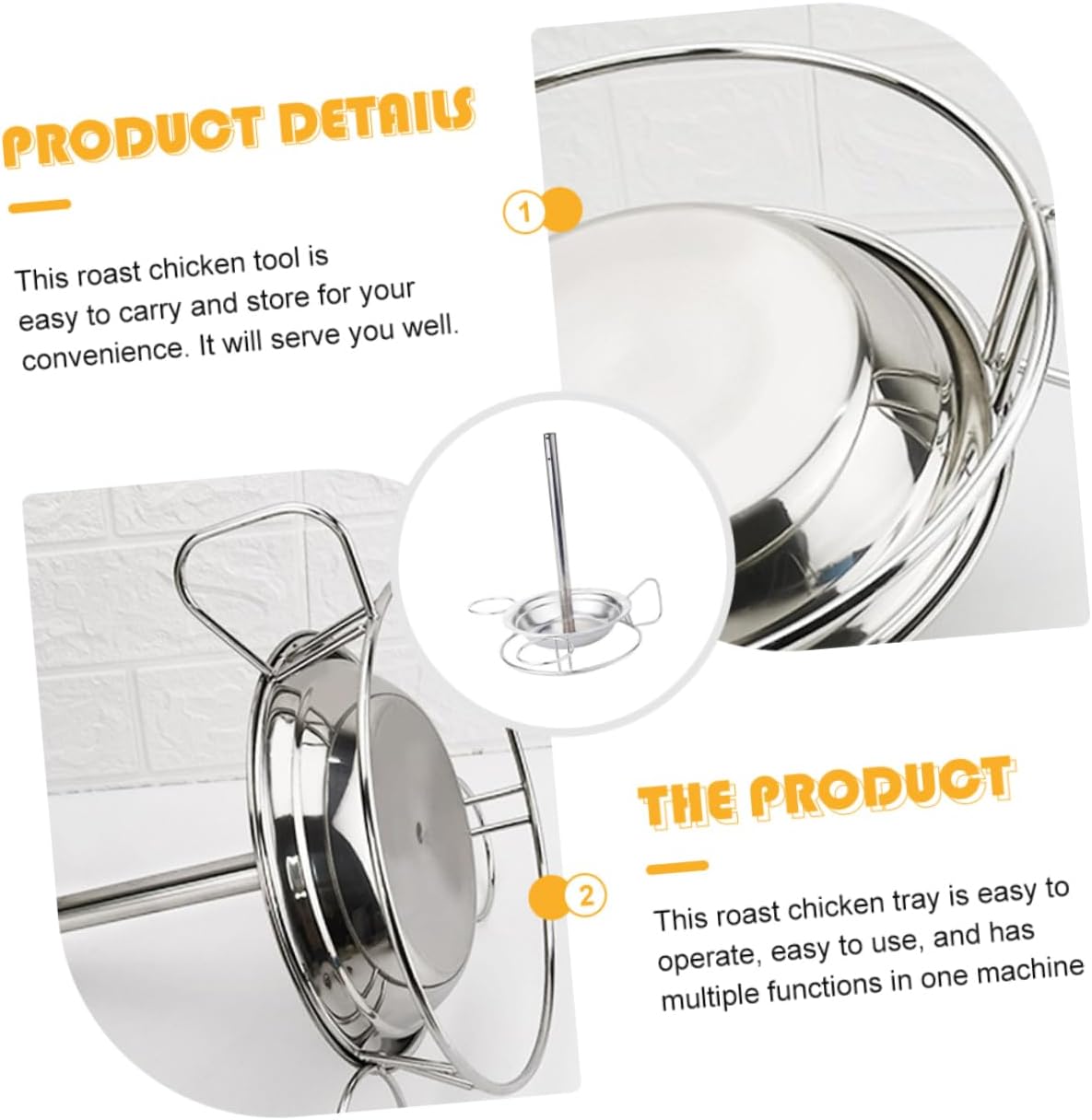 Stainless Steel Roasting Rack with Drip Pan Heavy Duty Chicken Holder for Oven and Grill for Outdoor Cooking and Baking for Turkey and Chicken