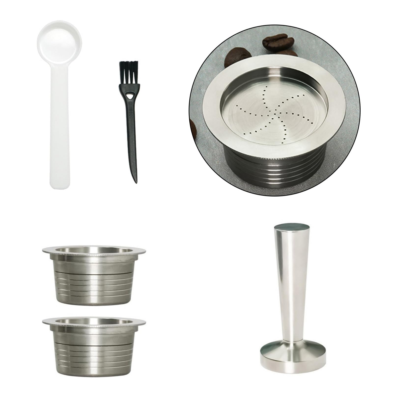 Filtro de café reutilizable de acero inoxidable resistente para varios fabricantes, diseño de fácil limpieza y reduce los desechos, cápsulas reutilizables y filtro de acero inoxidable
