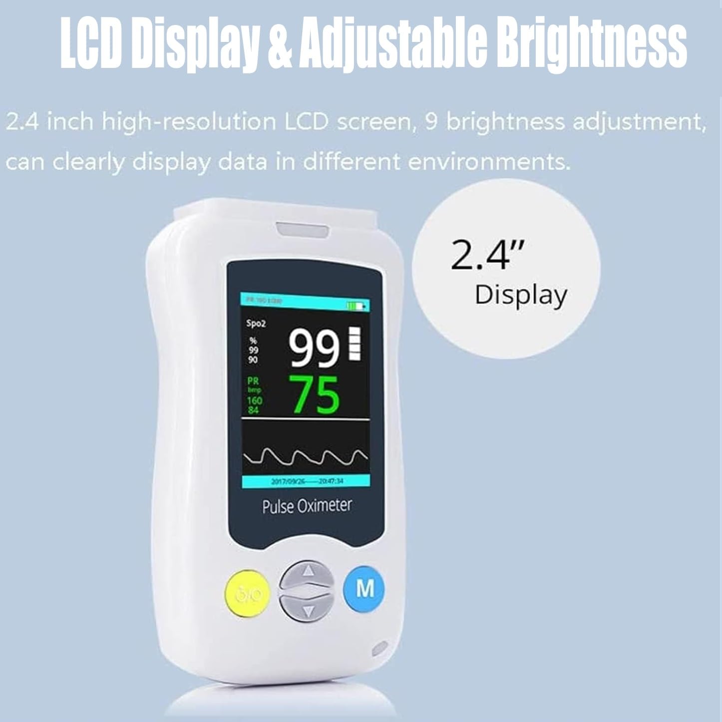 Pulsossimetro veterinario portatile, monitor della frequenza cardiaca for animali domestici con sonda e cavo USB, sensore SPO² for orecchio/lingua con display da 2,4 pollici, for gatti, cani e piccoli