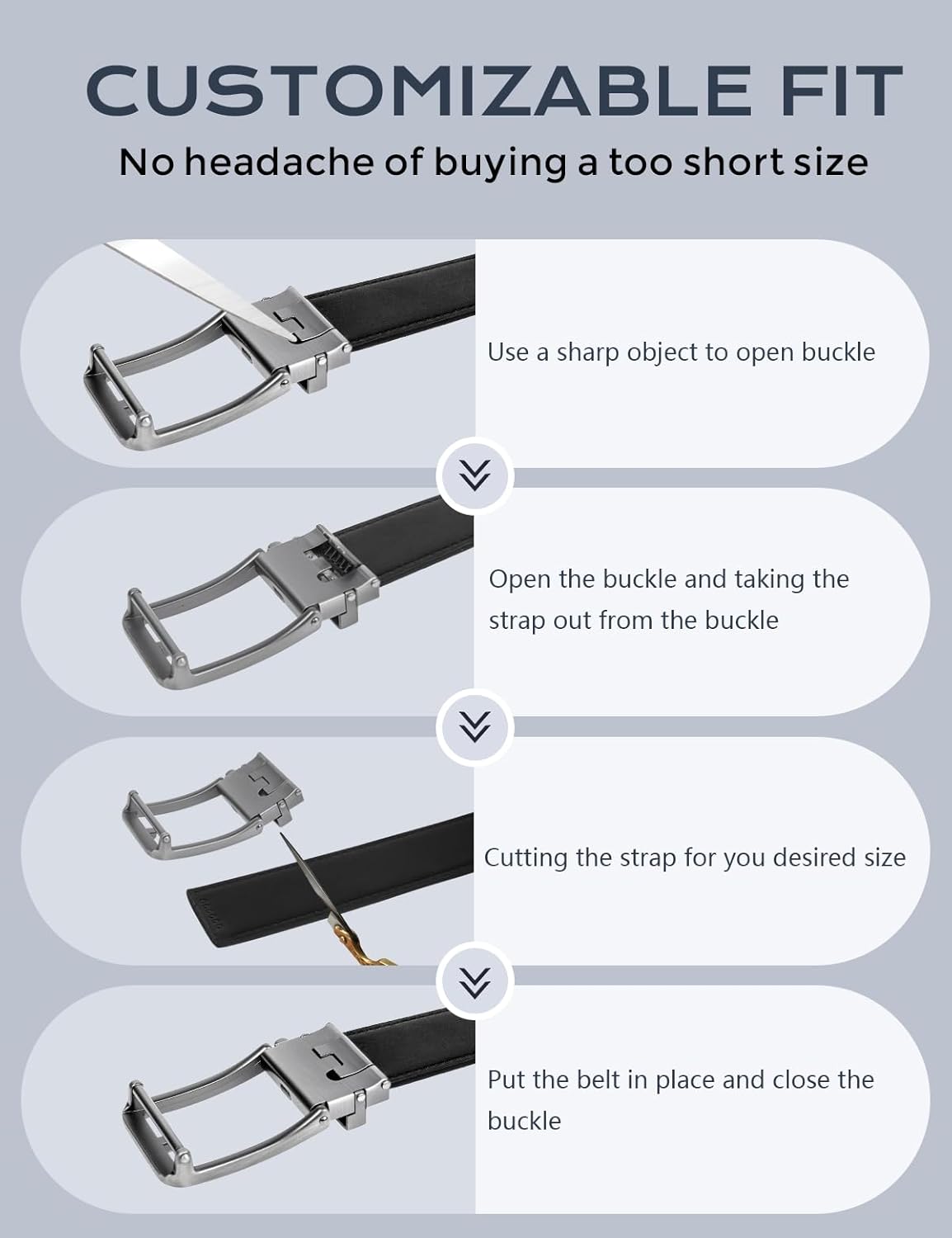 Ratchet Belts for Men, Dress Ratchet Belt Genuine Leather 1 3/8", Mens Belt with Automatic Alloy Buckle - Image 3