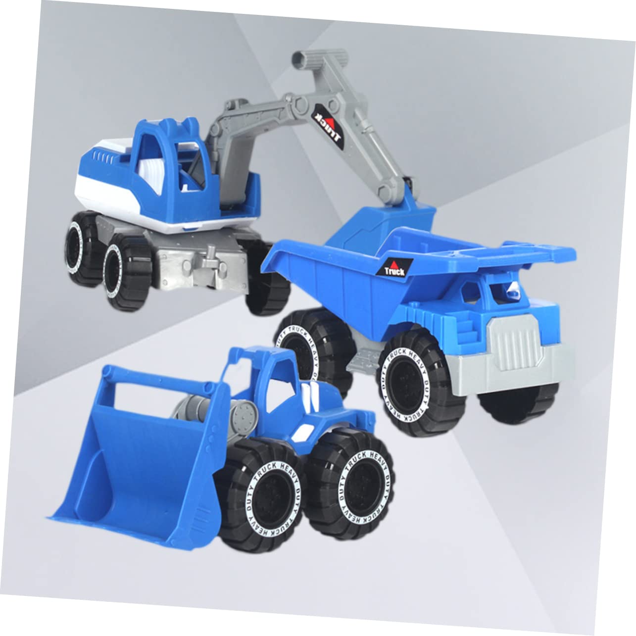 FRCOLOR Camión Excavadora de Juguete de Plástico 3piezas Azul para Niños