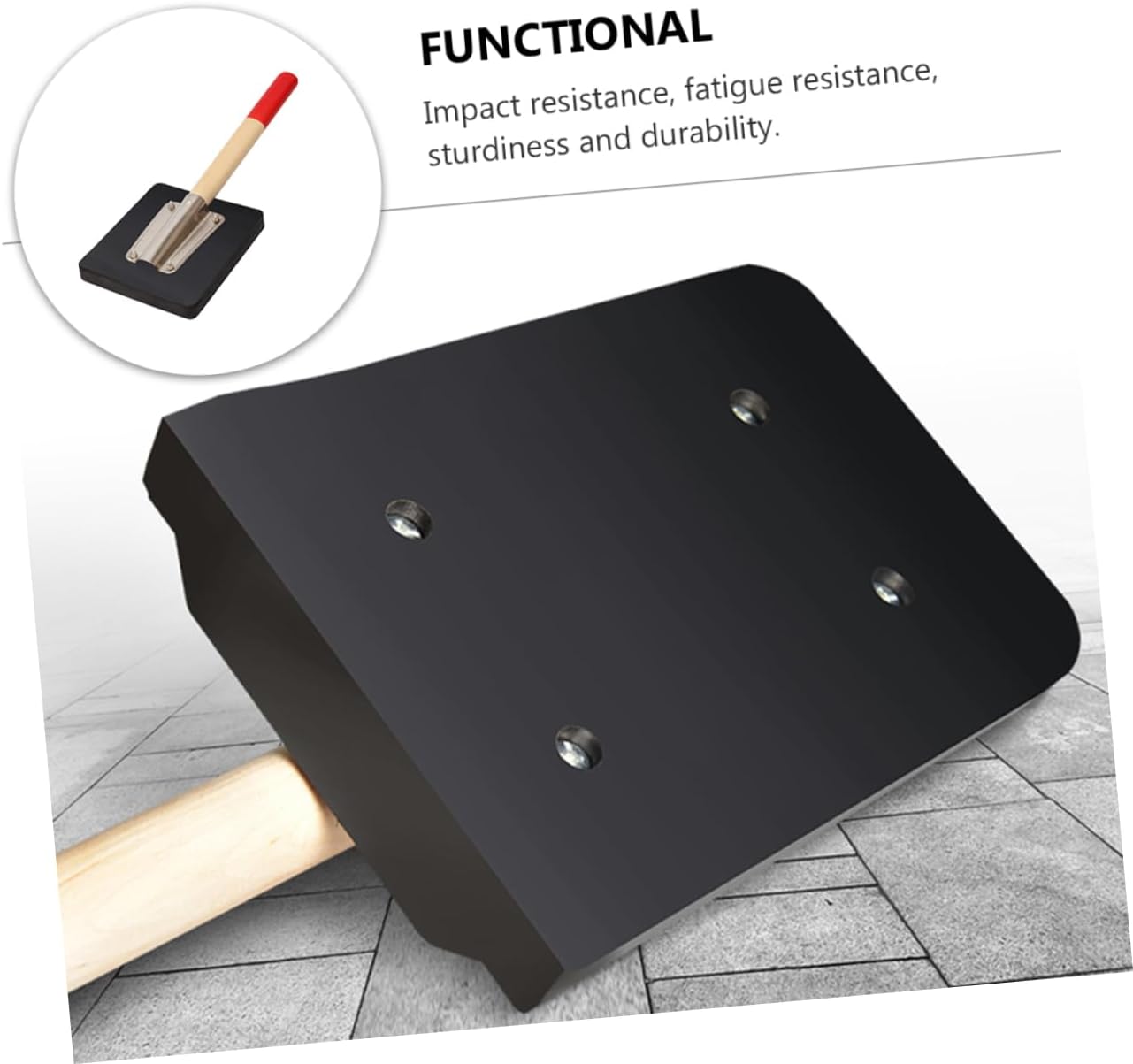 VILLCASE Rubber Hammer with Wooden Handle for Tile Paving Durable Rubber Clappers Construction Tool Smooth Surface Flattening Tool for Floor and Tile Installation at Home and