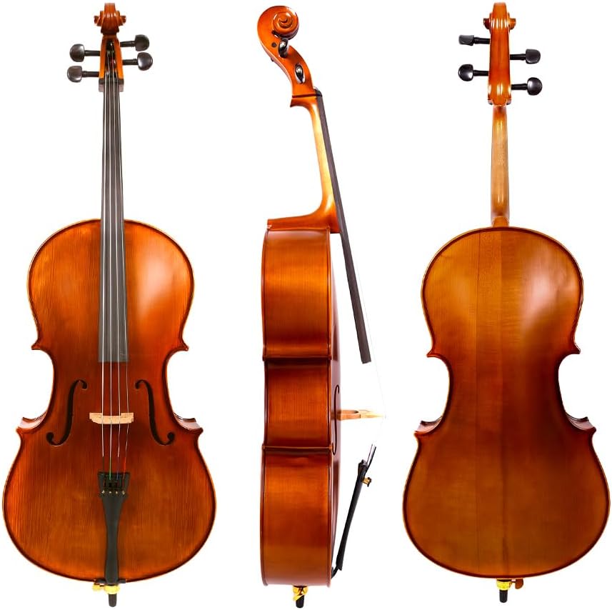 Cello 1/4 4 String Hand Made Cello Package Maple Wood Back and Side Wood Spruce Wood Top Ebony Wood Fingerboard Fittings with Bag and Advance Brazilwood Bow (1/4)