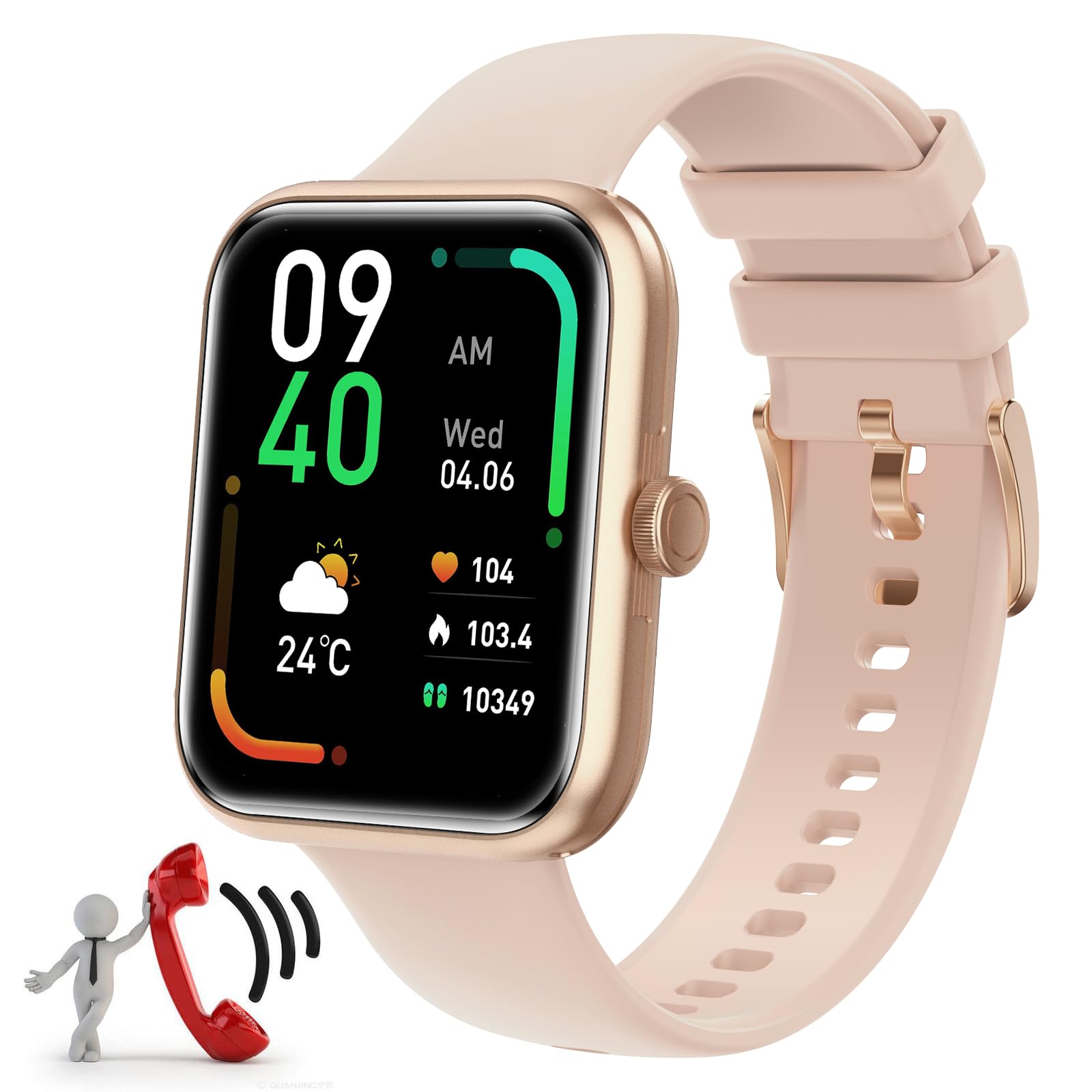 1.81"Smart Watch for Men Women with Bluetooth Call, Smartwatch for Android iOS Phone with Blood Oxygen Heart Rate Sleep Monitor, Fitness Tracker IP68 Waterproof Weather Ai Voice Multi-Sport Modes