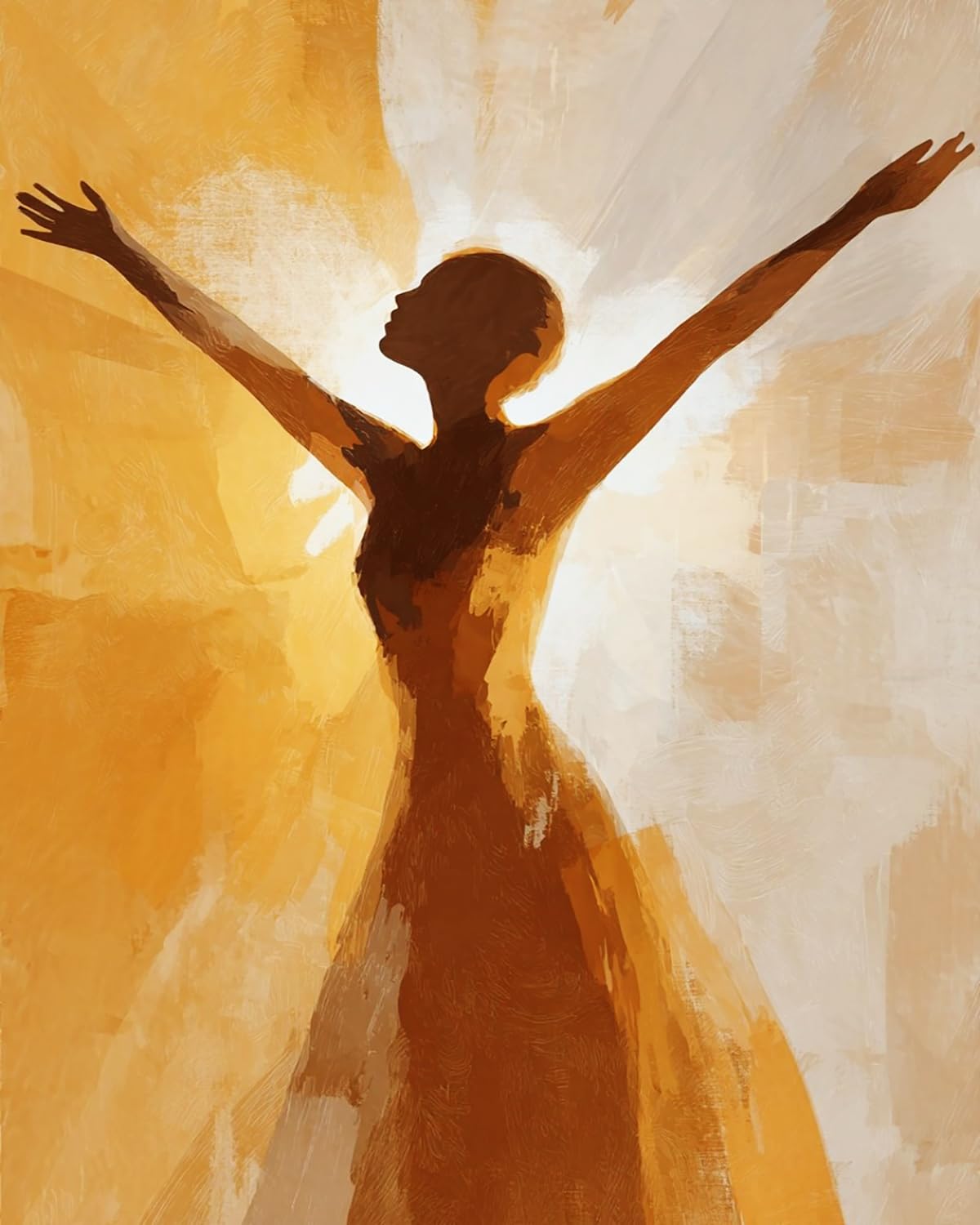 Liubaishi Gold, Brown, White Paint By Numbers For Adults, Diy Acrylic Painting Kit On Canvas, Embrace The Morning Light, 40X50 Cm, With 3 Brushes