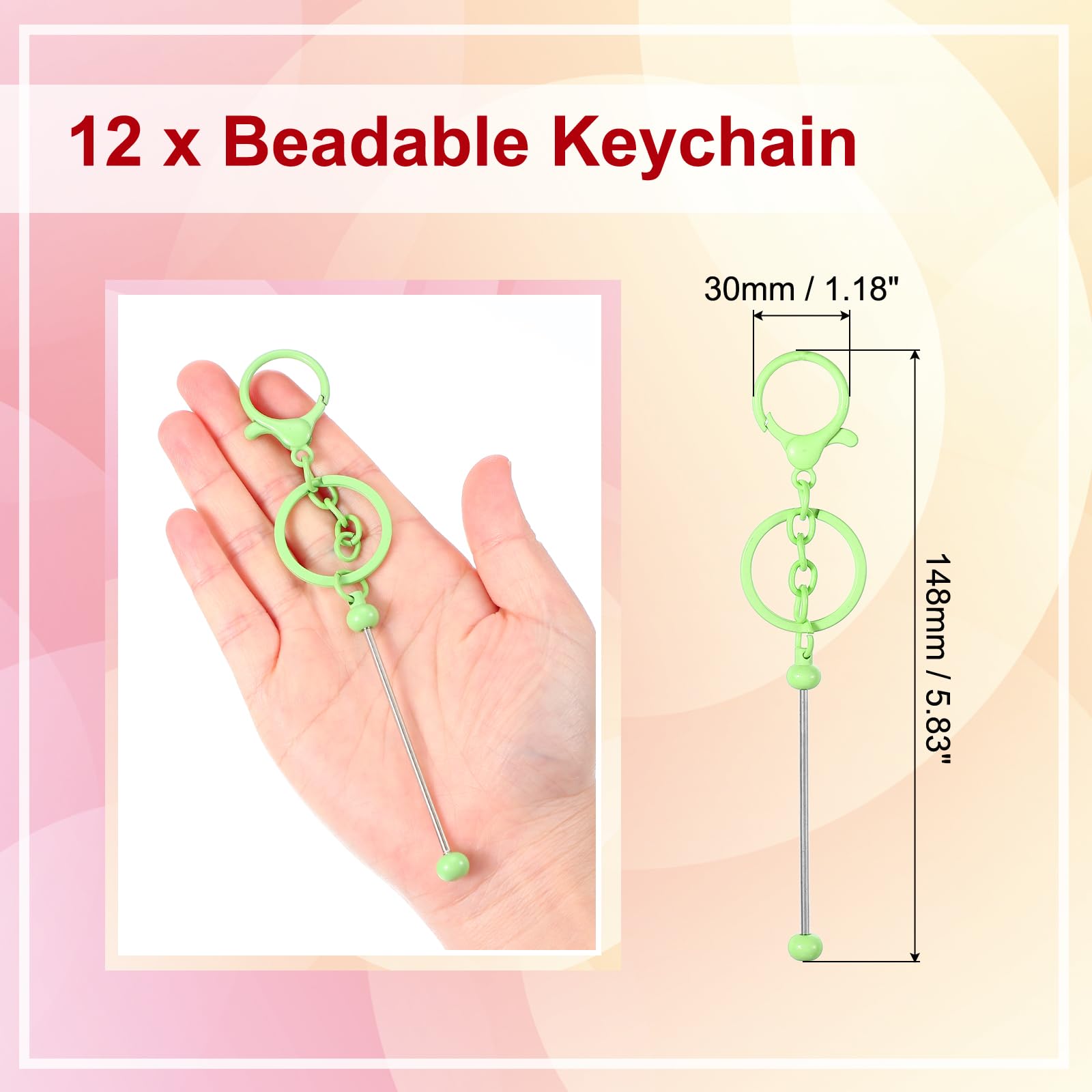 PATIKIL 12 Pcs Beadable Keychains Bars - Image 2