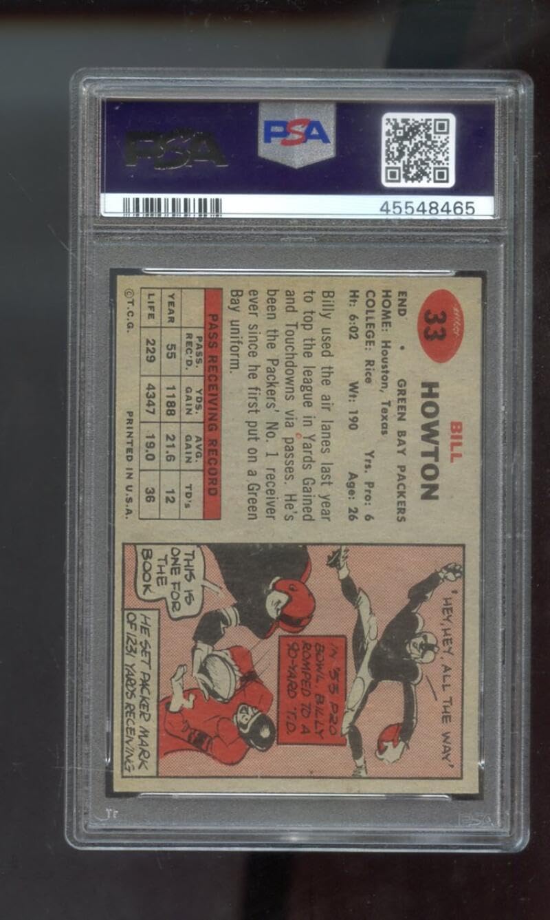 1957 Topps #33 Bill Howton PSA 7 Graded Football Card NFL Green Bay Packers