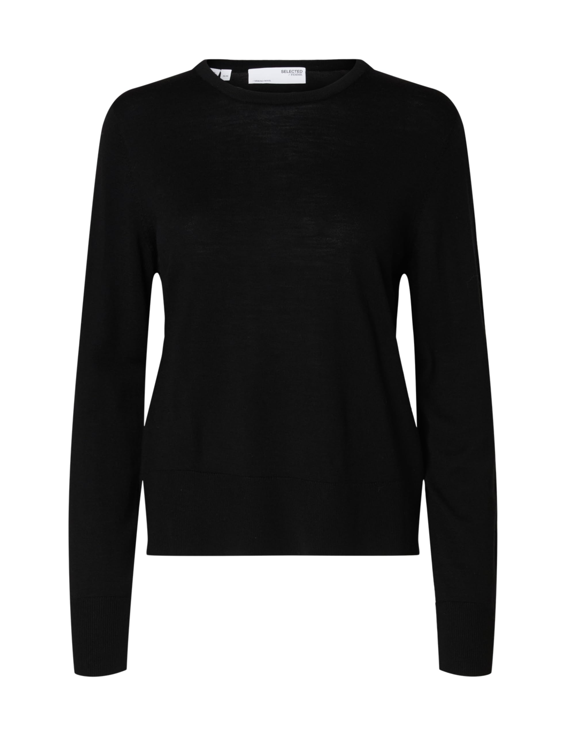 SELECTED FEMME Women's Slfthea LS Knit Merino O-Neck Noos Slfthea LS Knit Merino O-Neck Noos (Pack of 1), Black, M