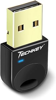 Techkey USB Bluetooth 4.0 Adapter Dongle for PC Laptop Computer Desktop Stereo Music, Skype Call, Keyboard, Mouse, Support All Windows 10 8.1 8 7