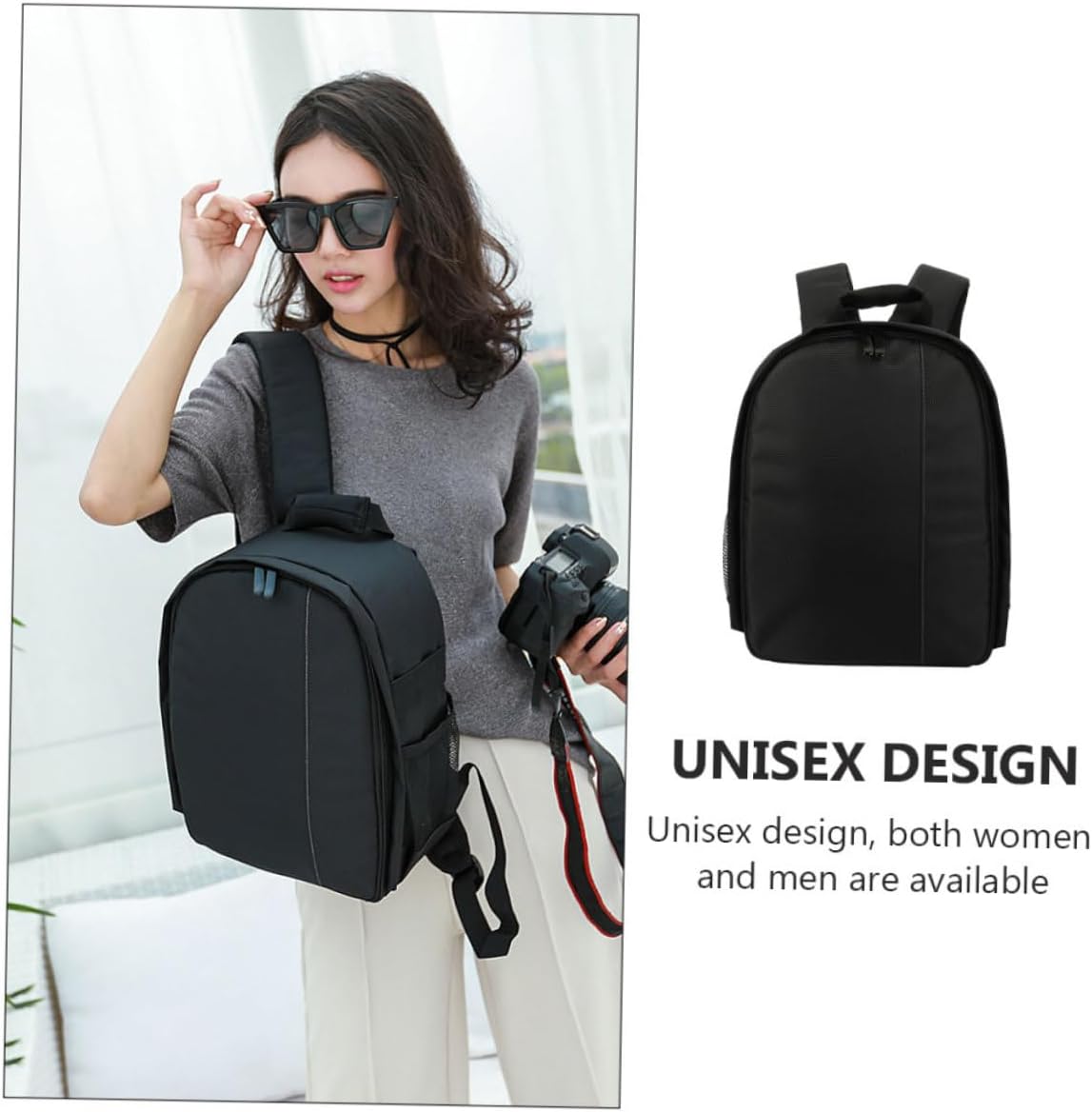 2pcs Camera Backpack Comfortable Carrying Bag for Travel Hiking and Daily Use Grey