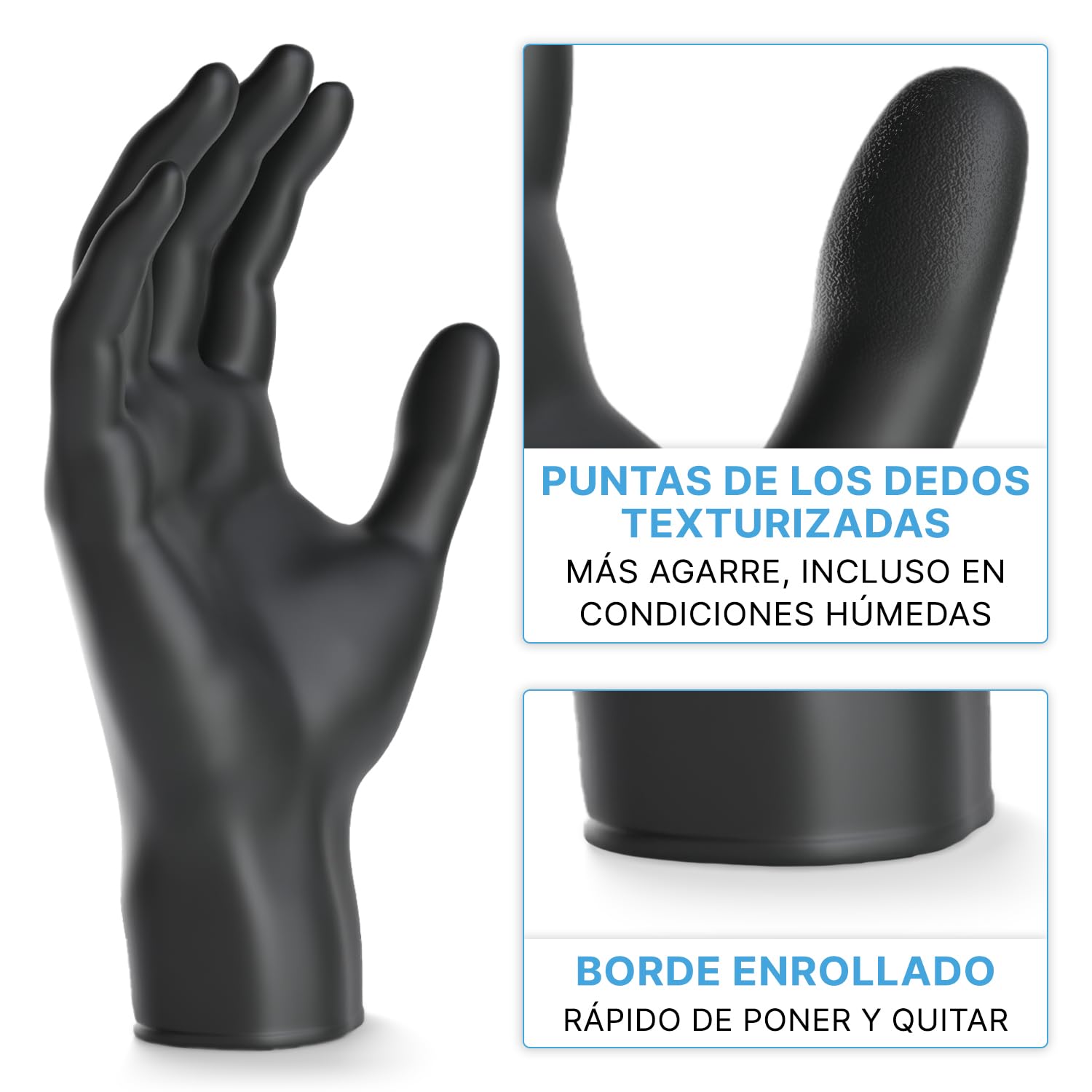 ARNOMED Guantes nitrilo M, 200 uds/caja, guantes nitrilo talla S, M, L o XL, guantes nitrilo negro, guantes de nitrilo sin polvo y látex, guantes negros nitrilo, guante nitrilo, guantes nitrilo negros