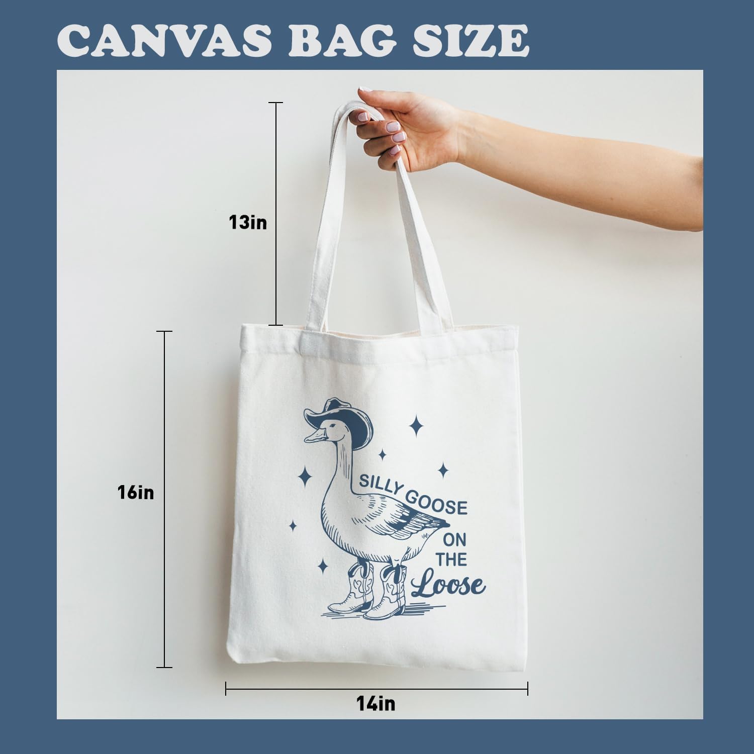 Silly Goose on the Loose, Fashion Cute Silly Goose Cavans Tote Bag, Novelty Accessories Fun Bag for Friends, Goose Lovers, Birthday Gifts for Goose Lovers image 2