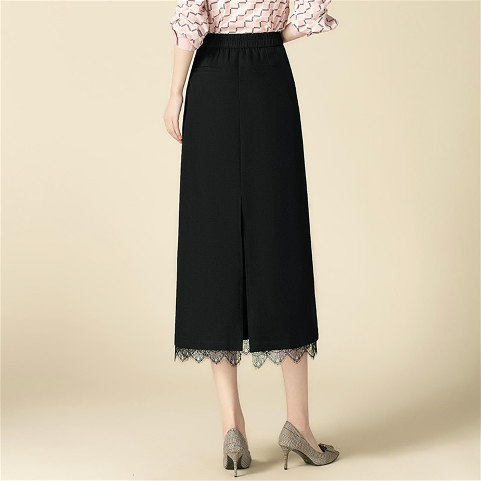 Skirt Hip Women's Spring High Waist Slim Straight Slit Mid-Length One step