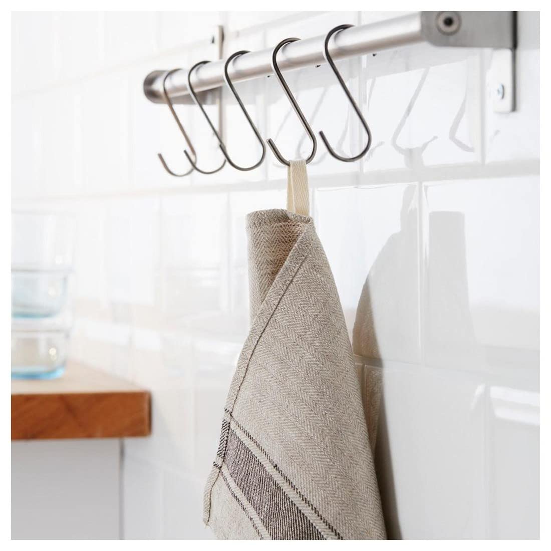 AMANDELIZABE Set De 16 Ganchos En S De Aluminio – Negros – Dos Tamaños – Para Cocina, Baño, Dormitorio Y Oficina – Resistentes A La Oxidación