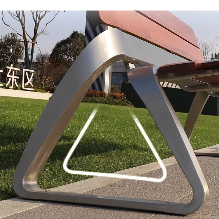 Banc Exterieur Jardin Banc de Parc extérieur en Acier Inoxydable, siège Loisirs Plastique et Bois, Long Banc Cour, Double Tabouret Banc Extérieur