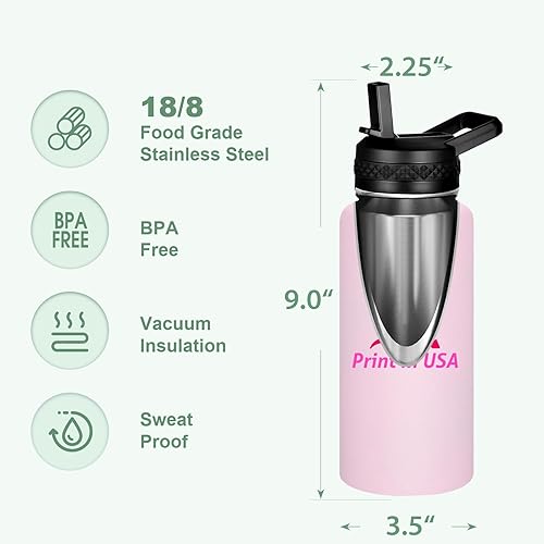 Miniatura 2 de Botella de agua personalizada con impresión personalizada en Estados Unidos, taza de café de doble pared de acero inoxidable de 32 onzas con tapa y