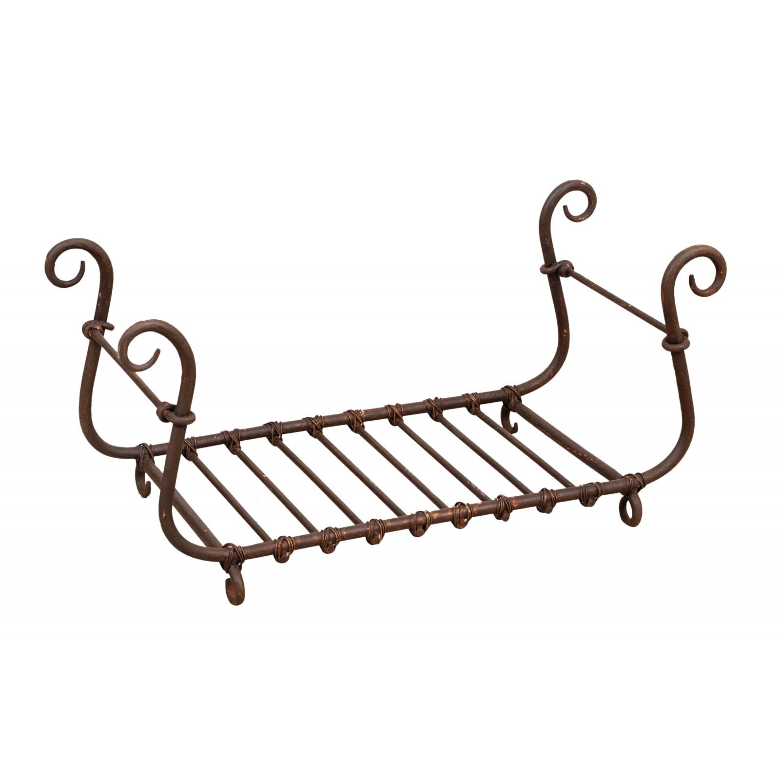 Biscottini Cesto porta legna da interno in ferro 92x44x45 cm | Porta legna per interni forgiato a mano | Portalegna da esterno e interno