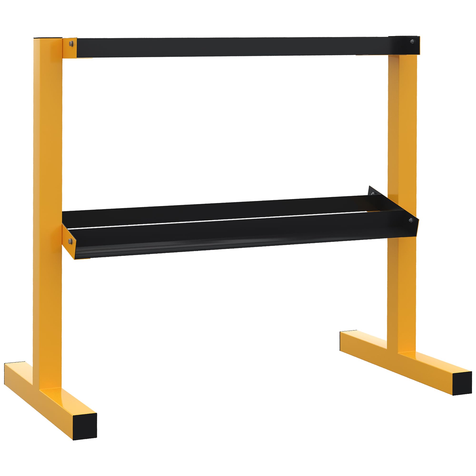 SPORTNOW Supporto per manubri a 2 livelli, supporto per bilanciere fino a 270 kg, supporto per sollevamento pesi, allenamento di forza, acciaio, giallo, nero, 92,5 x 50,5 x 80,5 cm