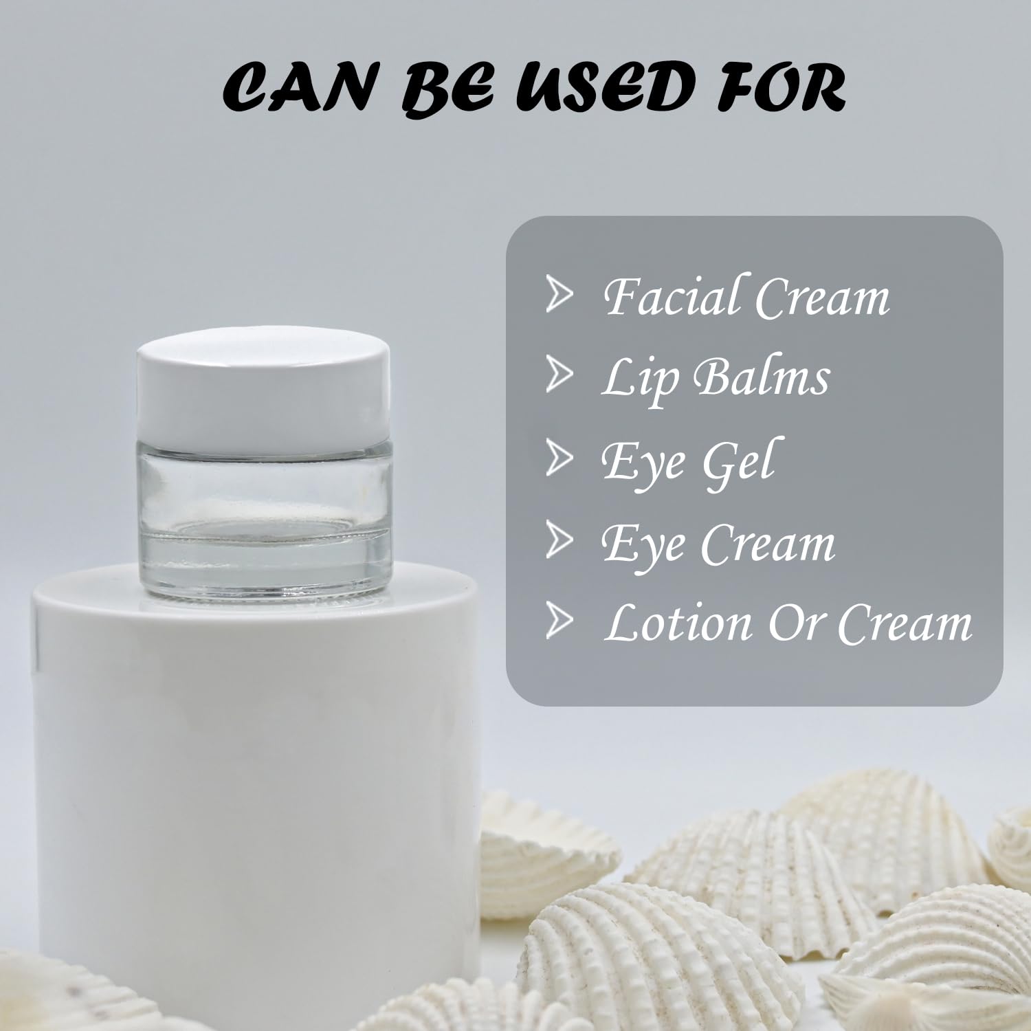 Happy Packaging 10 Gm Round Empty Glass Cosmetic Cream Container | Jars With White Cap And White Inner Lids For Creams| Balms | Face Scrub | Body Cream Etc (3) - Image 3 thumbnail