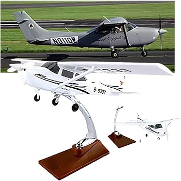 130 Scale Cessna-172 China Civil Aviation Edition Aircraft Model 28cm ABS Alloy Resine Plane with Display Stand for Adults, Desktop Display for Aviation Enthusiast Gifts