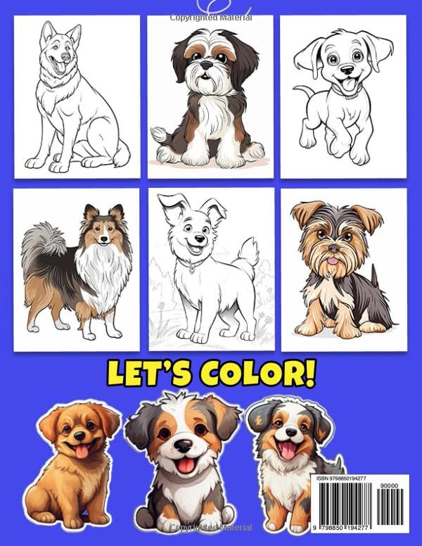 Vista 2 de 55 Dogs Coloring Book for Kids 55 Funny Dogs & Puppies Coloring Pages for Kids All Ages