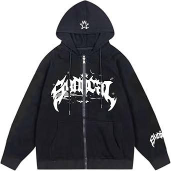 Women Men Cross Graphic Hoodies Y2K Jacket Fashion Aesthetic Sweatshirt Gothic Long Sleeve Letter Print Hoodies
