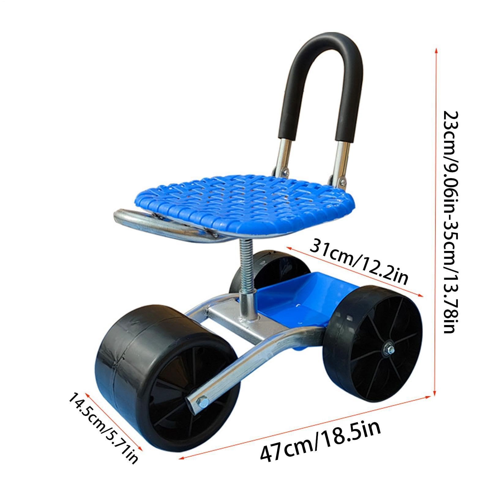 Wózek Ogrodowy Na Kółkach Z Siedziskiem Obrotowy 360°, regulowana wysokość | Mobilne Siedzisko Ogrodowe Obrotowy 360° Do Odchwaszczania I Prac, Do Kempingu, W Garażu, Na Zewnątrz, Wózek Stołek Rob