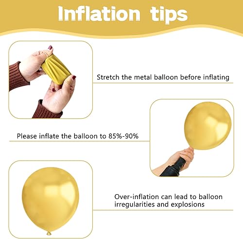 Miniatura 3 de 134 globos metálicos dorados de diferentes tamaños de 5, 10, 12, 18 pulgadas, globos de látex dorado cromado para cumpleaños, boda, baby shower.