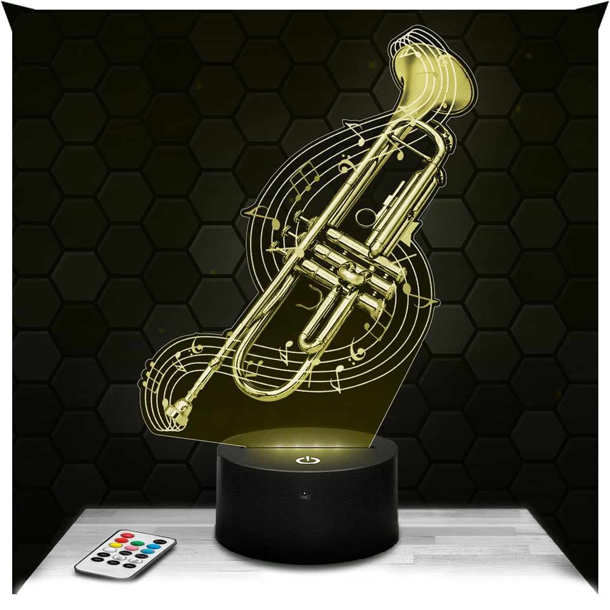 Lampephoto.fr - 3D Trumpet Lamp Gift Trumpet Music Musician, Touch LED Night Light, 3D Hologram Effect, Christmas Birthday Gift Idea for Boy or Girl, Bedroom Decoration Object