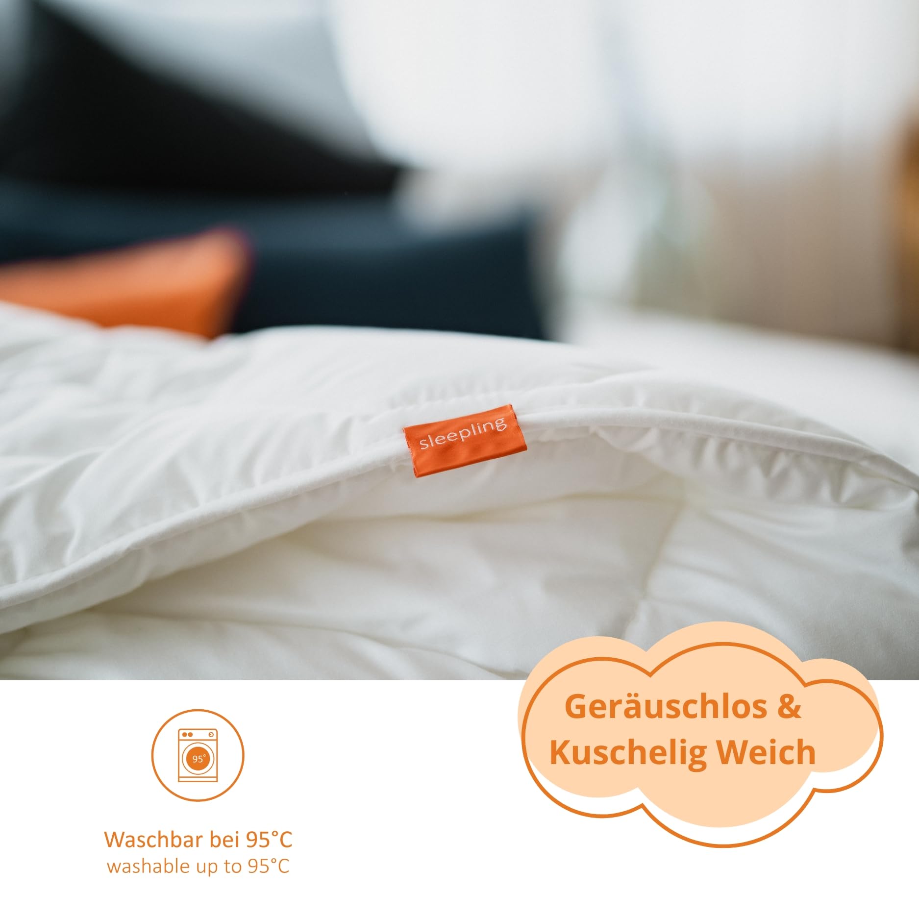 sleepling Winterdecke 155x220 cm, Dicke Winter Bettdecke, Komfort 100 | Warme Winterbettdecke, 100% feine Mikrofaser, Füllung HCS-Faserkugeln, Decke 155 x 220 cm, Made in Germany, OEKO-TEX