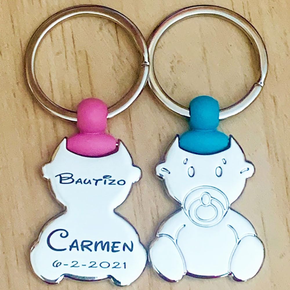 regalo grabado Pack 15 Personalisierte Baby Schlüsselanhänger Taufe