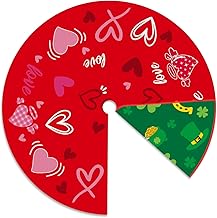 YEAHOME Valentines Day Decorations for Tree Skirt, 36" Love Heart Pattern Tree Skirts for Valentines Day Decor, Double-Sided St Patricks Day Clover Tree Skirt for Holiday Party Decorations