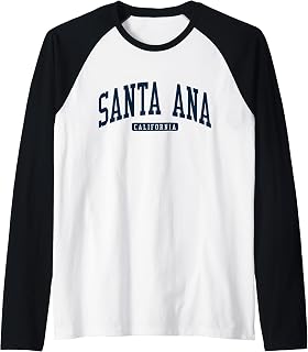 Santa Ana California CA College University Style Navy Raglan Baseball Tee